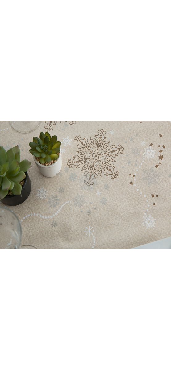 Faţă de masă Crăciun Holly, bej, impermeabilă, rola de 100x140 cm
