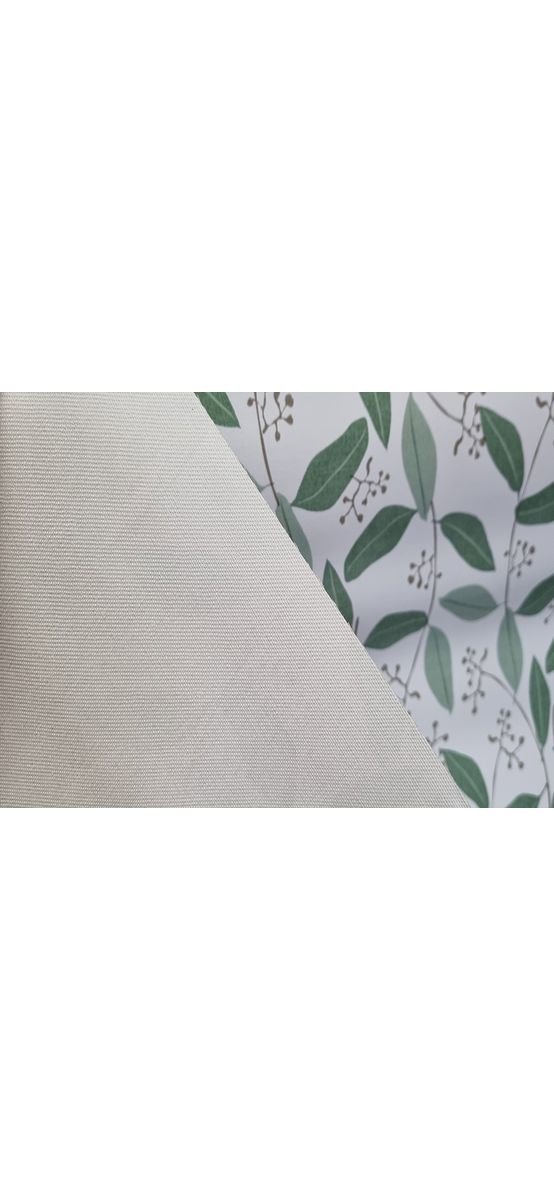 Faţă de masă impermeabilă Bergamo Berit, d-c-fix, albă cu imprimeu frunzuliţe verde pastel, 138 cm lăţime