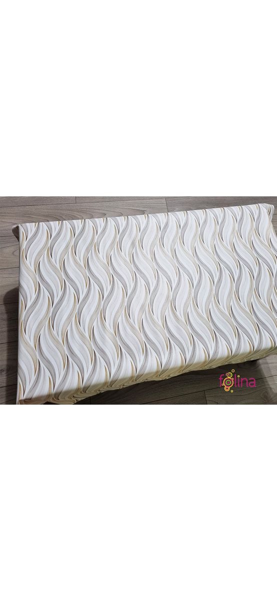 Faţă de masă impermeabilă, albă cu model elegant bej, 140 X300cm
