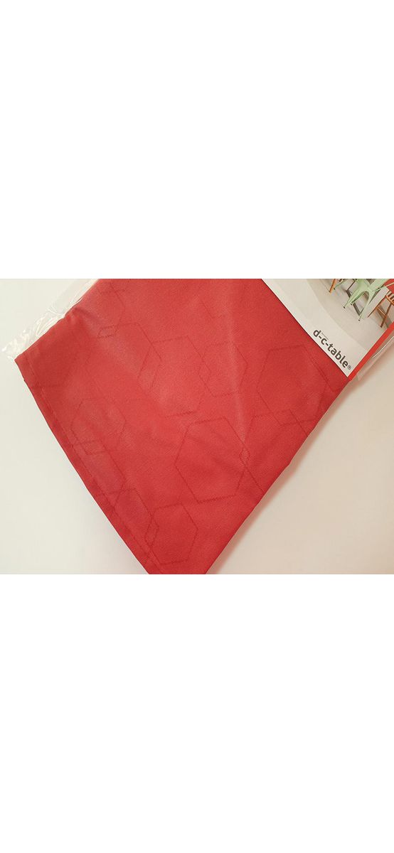 Faţă de masă impermeabilă, d-c-fix Esta, roşie cu un discret model geometric, formă rotundă, 160 cm diametru