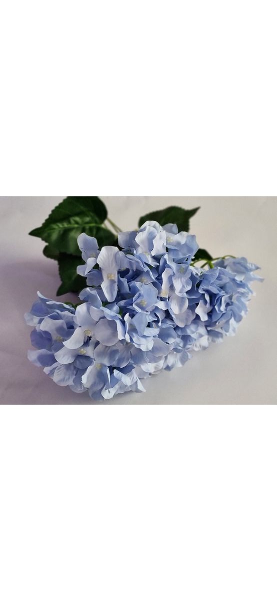 Hortensie artificială albastră, creangă cu 7 flori, 50 cm înălţime