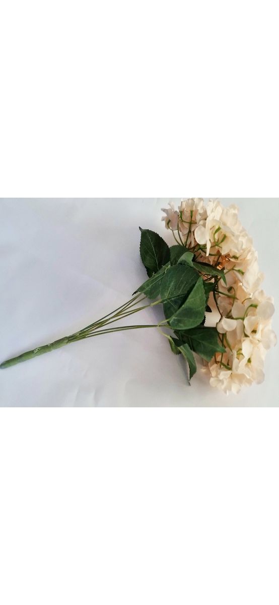 Hortensie artificială crem, creangă cu 7 flori, 50 cm înălţime