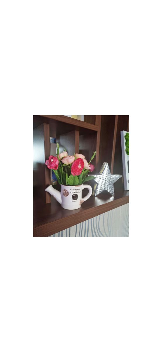 Aranjament flori artificiale în stropitoare din ceramică, 15 cm înălțime