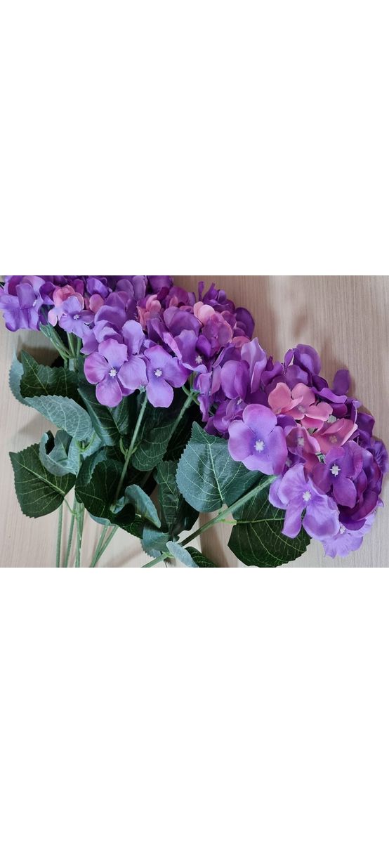 Buchet flori artificiale mov, 3 fire, 60 cm înălţime