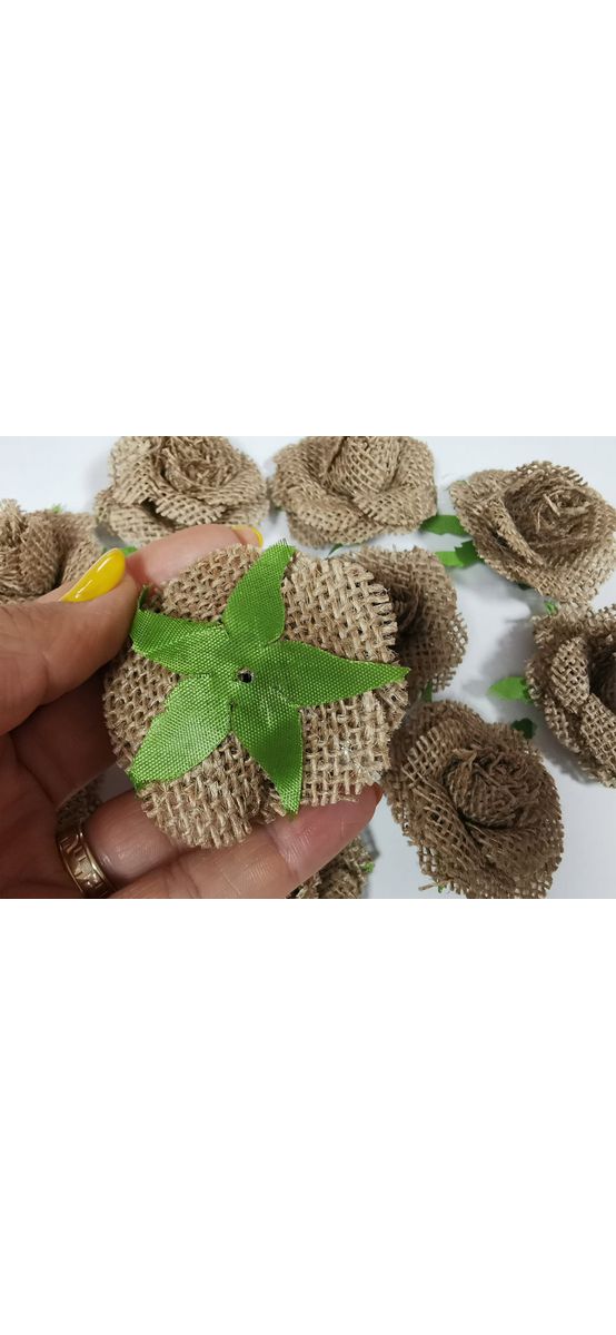 Flori din iută, 5 cm diametru - set cu 10 bucăţi