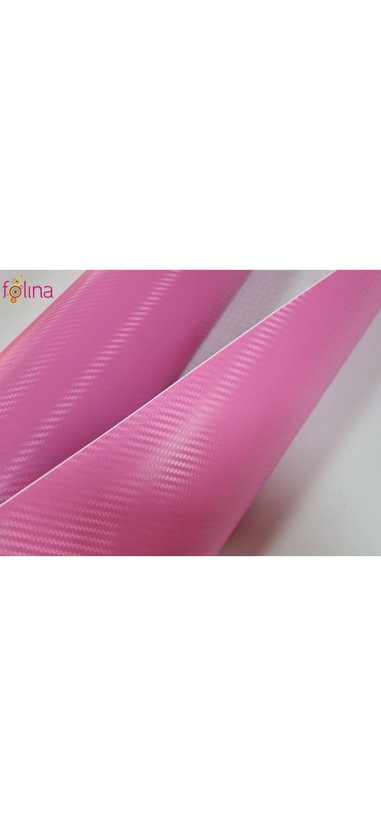 Autocolant roz mat carbon 3D, Folina, cu tehnologie de eliminare bule aer, rolă de 75x200 cm, racletă inclusă