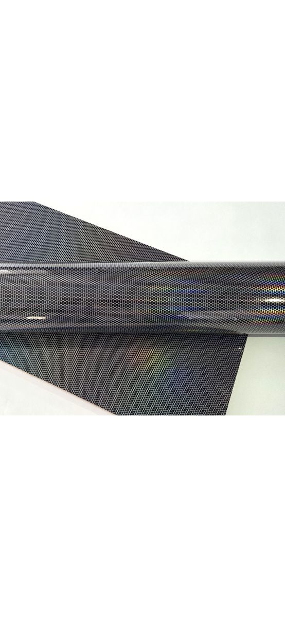 Folie auto holografică, Honeycomb Laser Black, pentru tuning auto - 75x200 cm