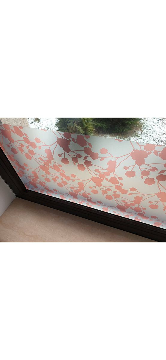 Folie geam autoadezivă Elma, Folina, sablare cu model floral roşu, 100 cm lăţime