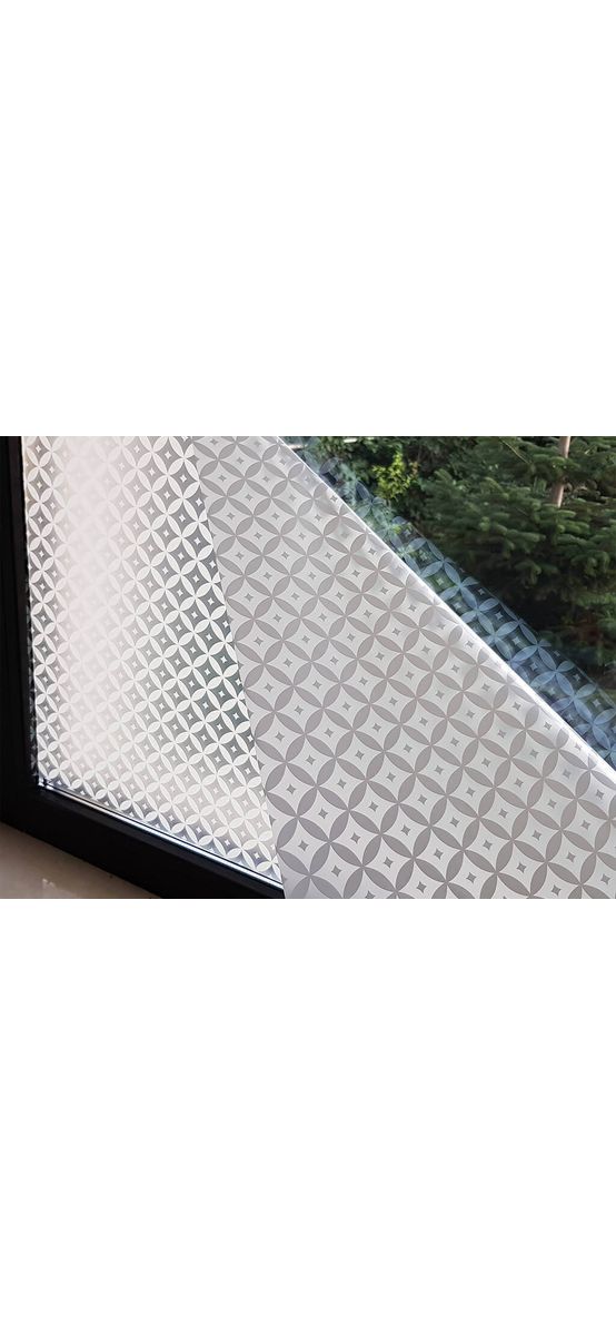 Folie geam autoadezivă Moroccan, MagicFix, model geometric alb, 100 cm lăţime