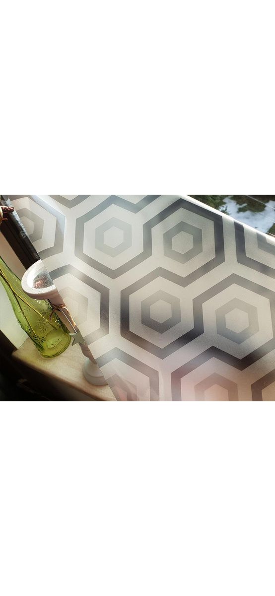 Folie geam autoadezivă Kalista, Folina, model geometric gri, 100 cm lăţime