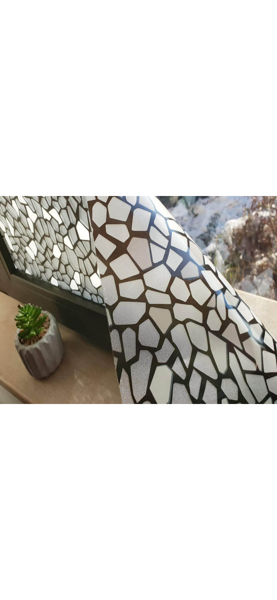 Folie geam autoadezivă, Folina Terra, sablare tip mozaic alb-negru, 90 cm lăţime