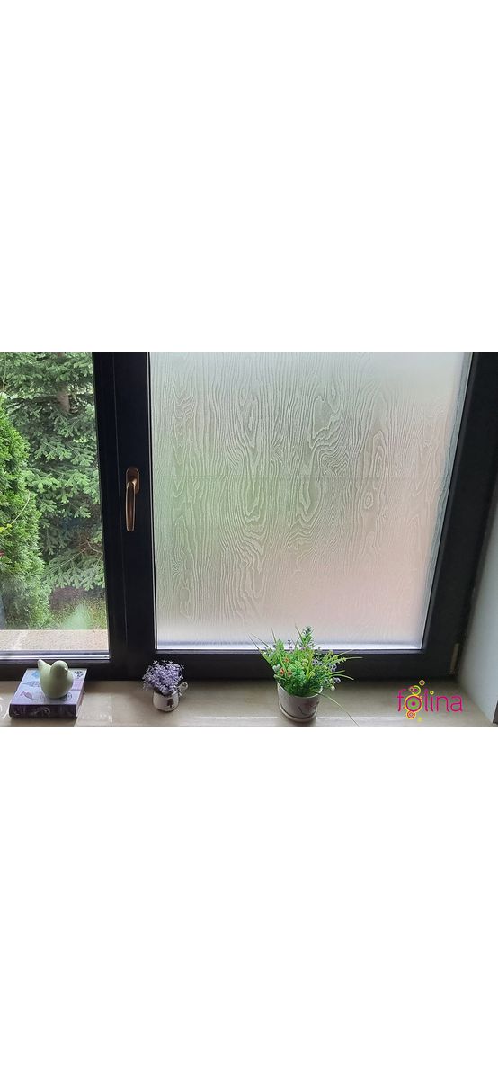 Folie geam autoadezivă, Kointec SW02, sablare cu textură lemn, translucidă, 123 cm lăţime