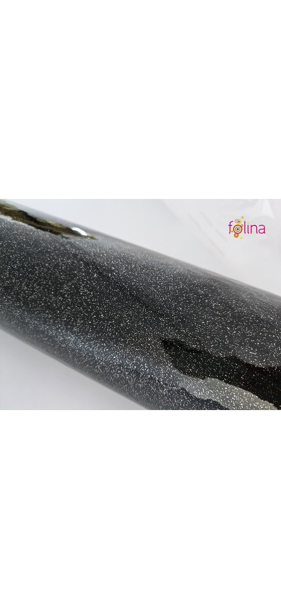 Autocolant mobilă negru lucios, cu inserţii argintii, rolă de 100x200