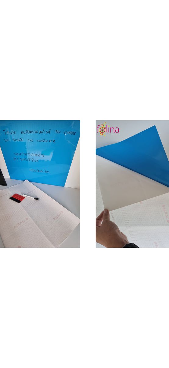 Autocolant tablă de scris cu marker whiteboard albastru, Aslan, lăţime de 122 cm
