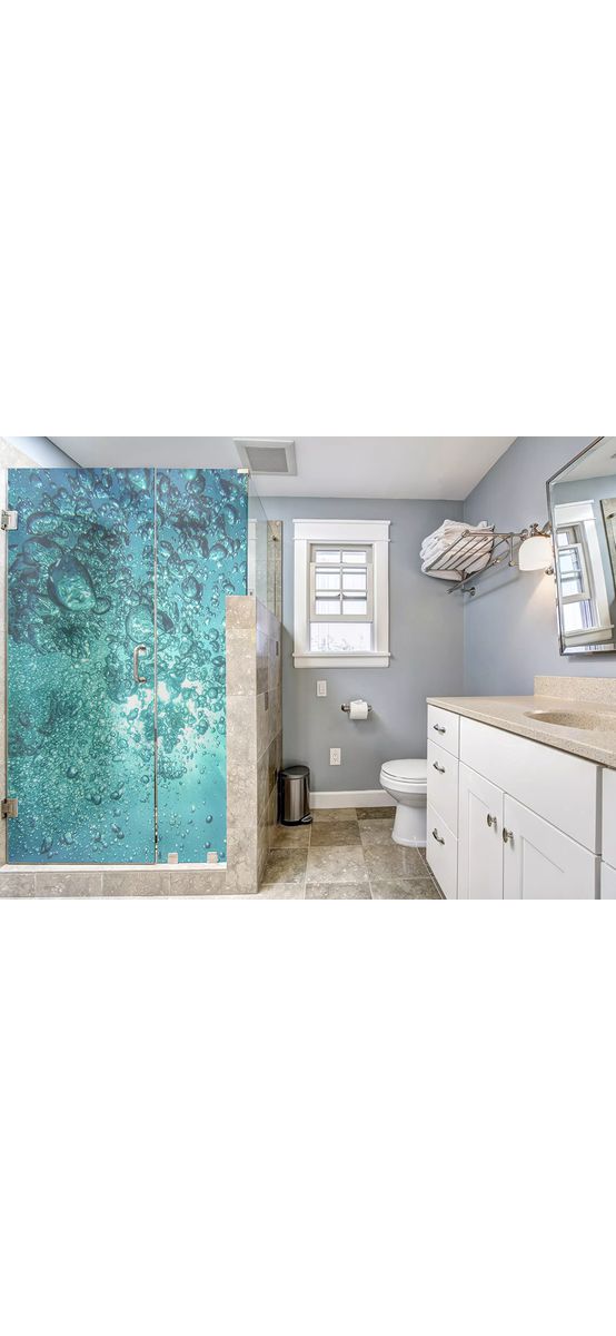 Folie cabină duş, Folina, sablare albastră, rolă de 100x210 cm