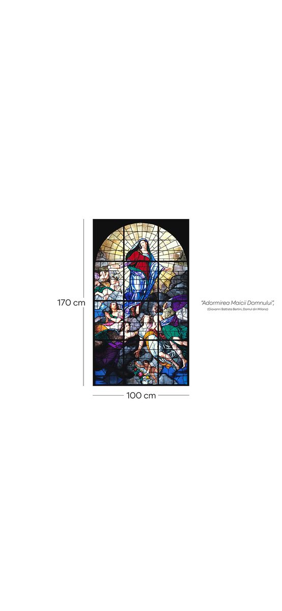 Folie de geam autoadezivă, Folina FGFV01model vitraliu religios,rolă de 100x170 cm