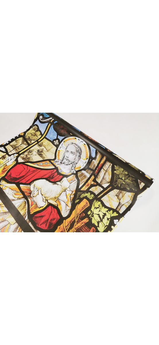 Folie de geam autoadezivă, Folina FGFV02, model vitraliu religios, rolă de 100x200 cm