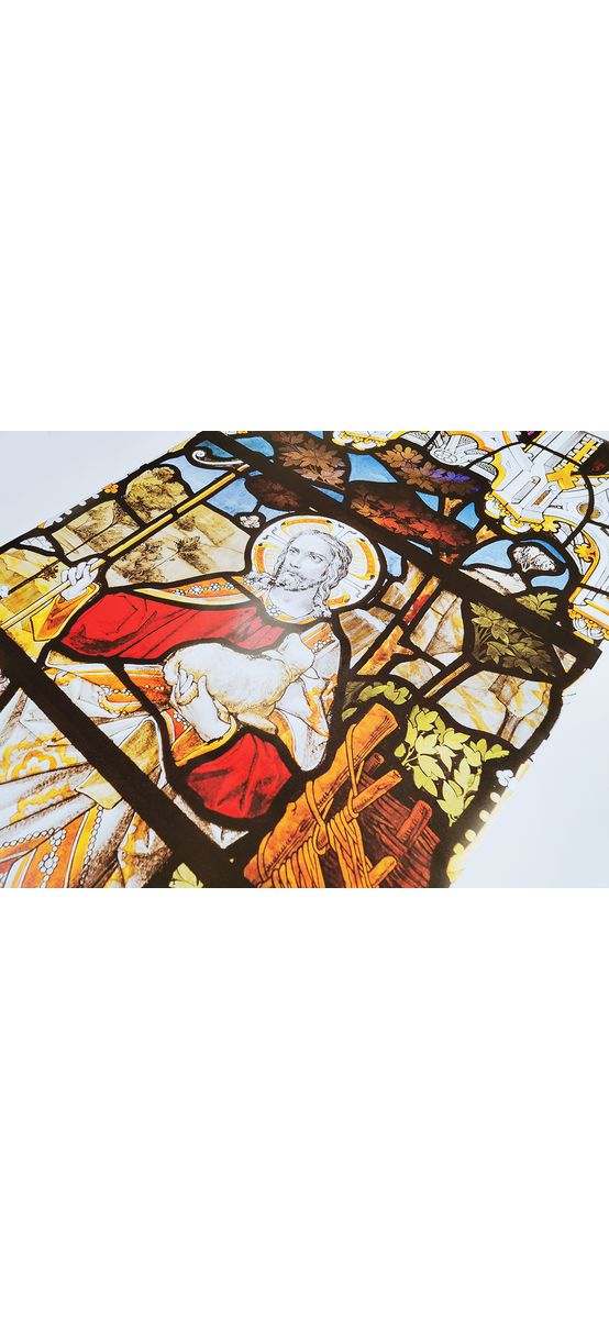 Folie de geam autoadezivă, Folina FGFV02, model vitraliu religios, rolă de 100x200 cm