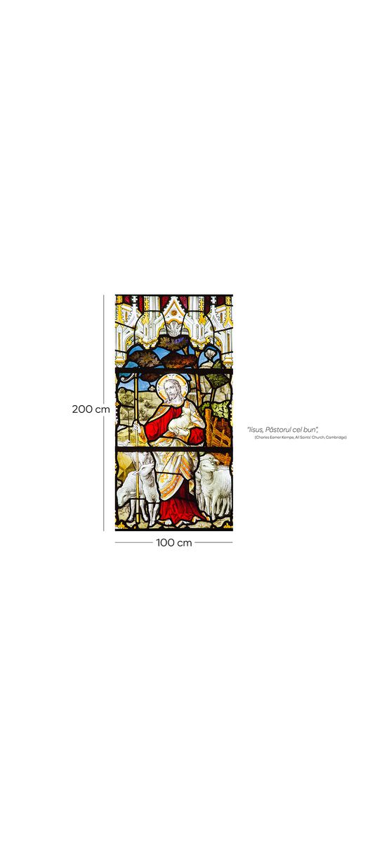 Folie de geam autoadezivă, Folina FGFV02, model vitraliu religios, rolă de 100x200 cm