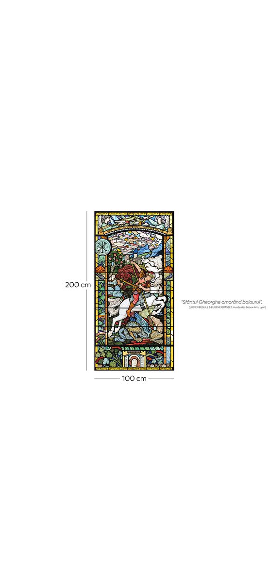 Folie de geam autoadezivă, Folina FGFV03, model vitraliu religios, rolă de 100x200 cm