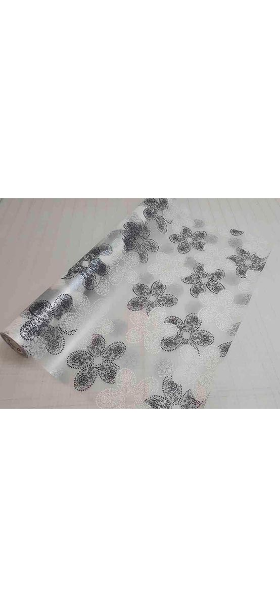 Folie geam autoadezivă, Folina  Elegance, sablare cu imprimeu floral stilizat, 90 cm lăţime