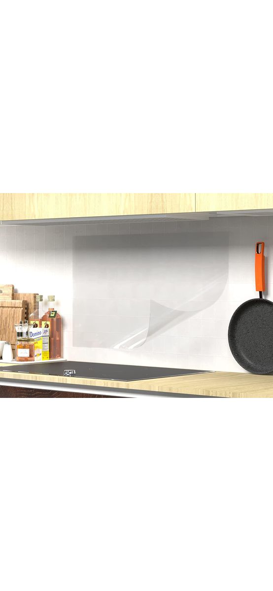 Folie de protecție autoadezivă pentru perete, transparentă și rezistentă la căldură, aspect lucios, rolă 61x100 cm, racletă inclusă