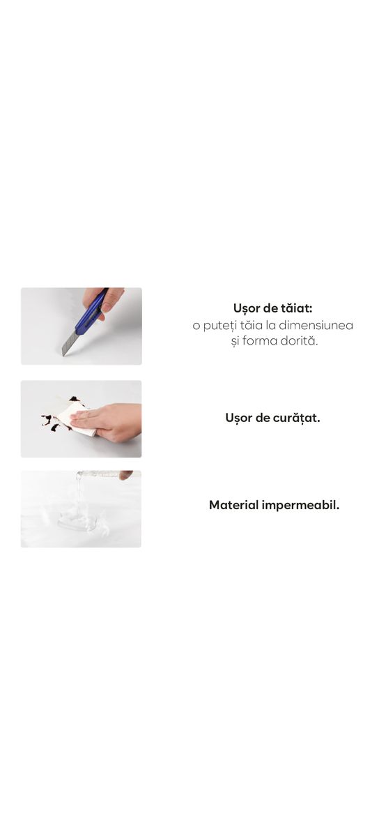 Folie de protecție autoadezivă pentru perete, transparentă și rezistentă la căldură, aspect lucios, rolă 61x100 cm, racletă inclusă