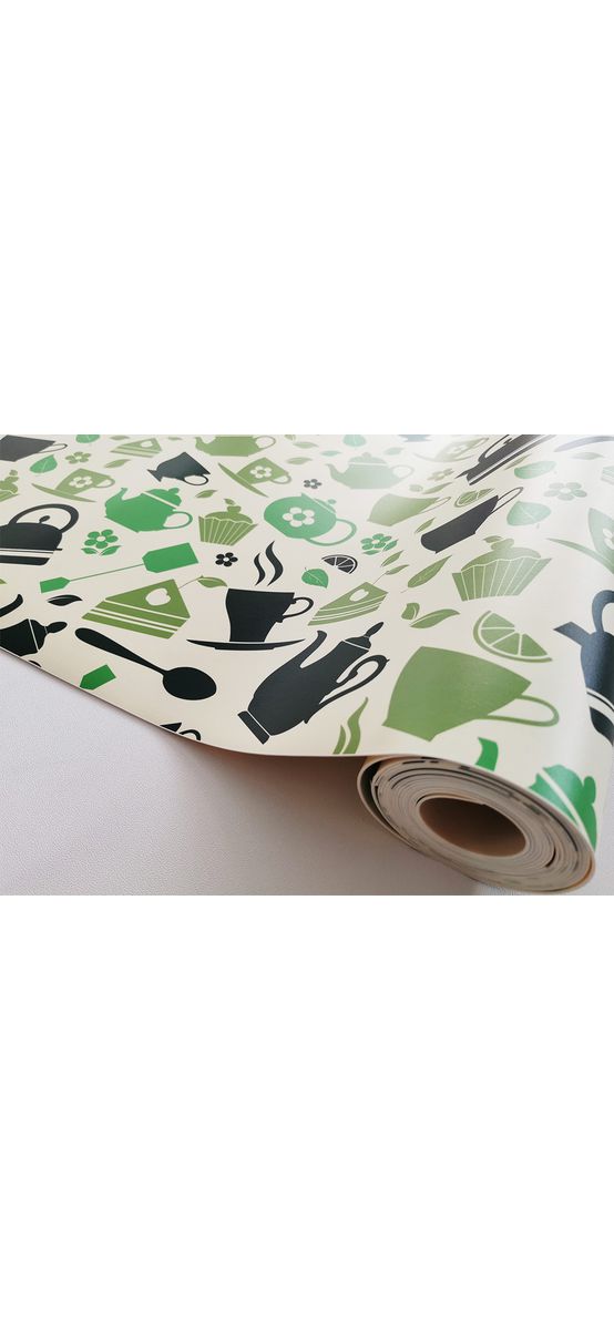 Folie protecţie sertare, model ceai verde, din PVC antiderapant cu grosime de 1,5 mm, material impermeabil, rolă de 50x155 cm
