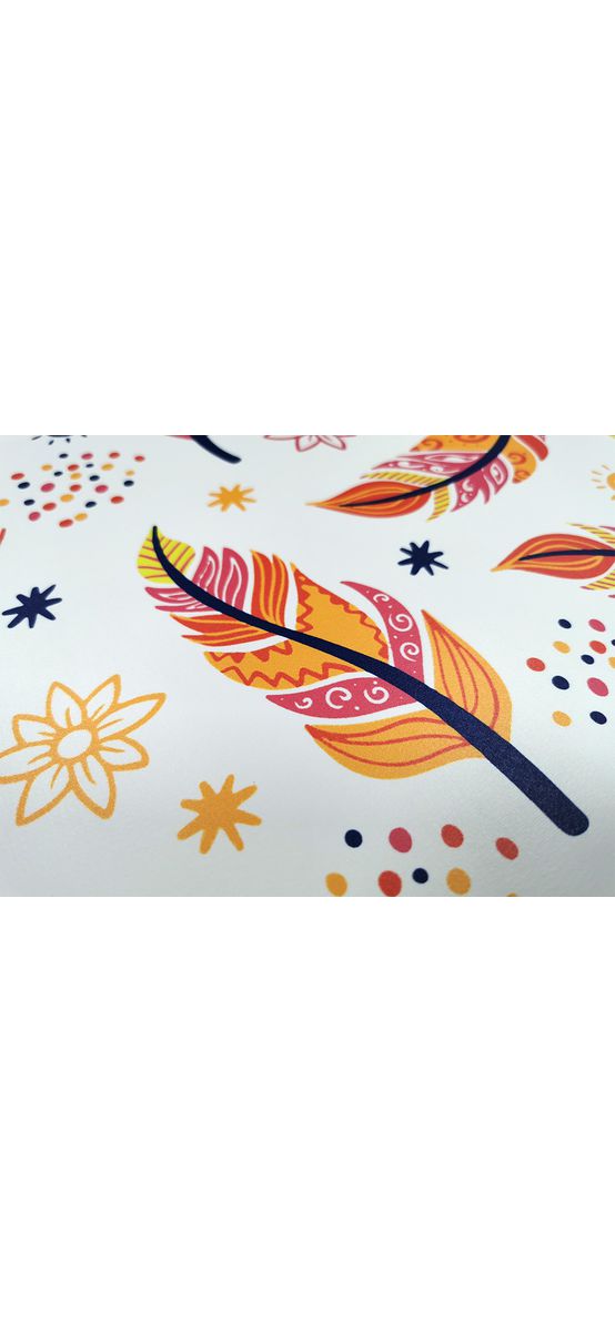 Folie protecţie sertare, model pene boho, din PVC antiderapant cu grosime de 1,5 mm, material impermeabil, rolă de 50x155 cm