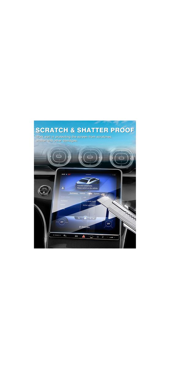 Folie de protecție din sticlă pentru consolă centrală și afișaj vitezomentru Mercedes GLC - set din 2 bucăți, lavetă de microfibră inclusă