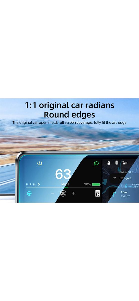 Folie de protecție groasă, foarte rezistentă, pentru ecran multimedia și afișaj de bord pentru Tesla Y / Tesla 3 - setul conține racletă aplicare și lavetă microfibră