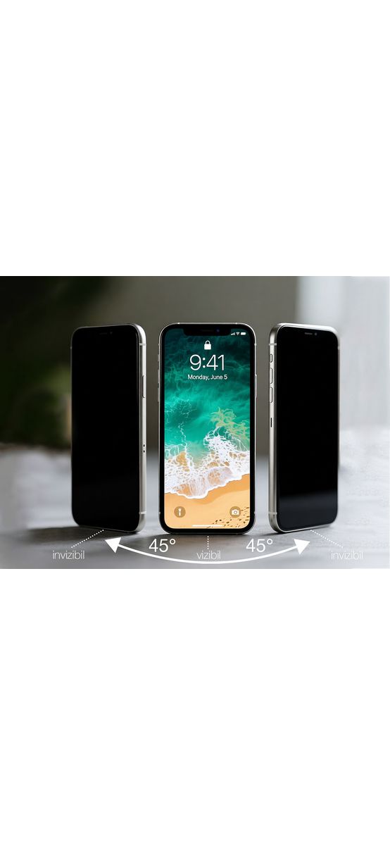 Folie de protecție din privacy, silicon, antișoc, 9H, foarte rezistentă, pentru Iphone 17 air - set din 2 bucăți