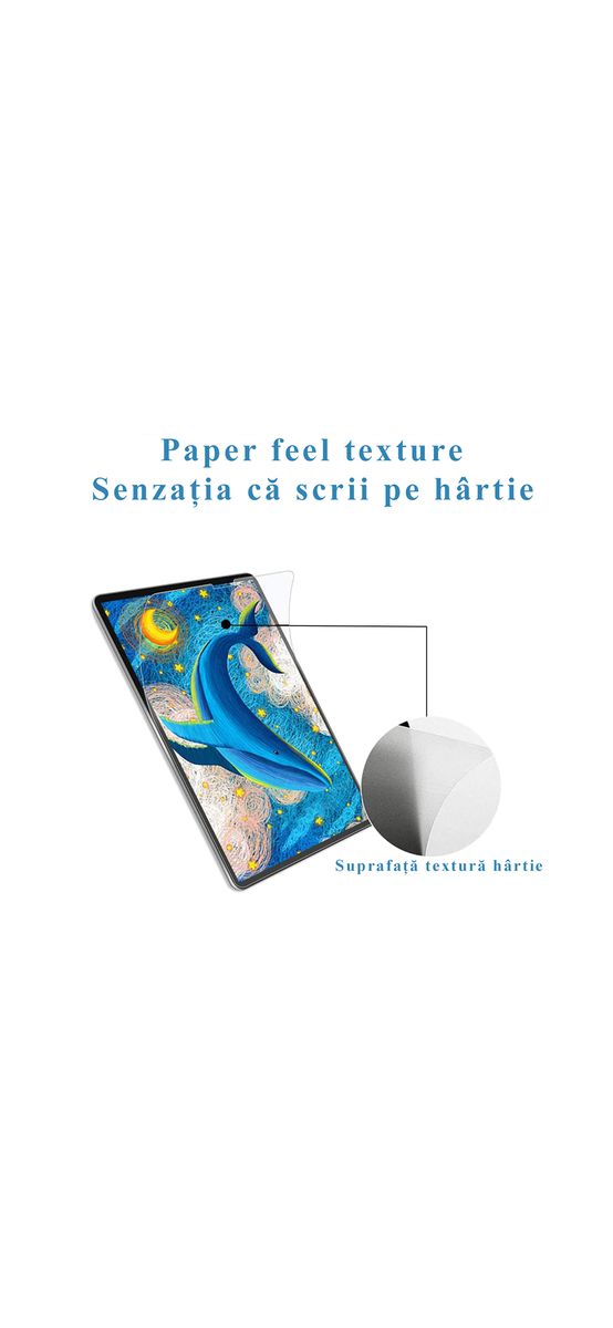 Folie de protecție cu textură de hârtie, Paper Feel, antiamprentă, reduce lumina albastră, compatibila cu Ipad gen 11 2025