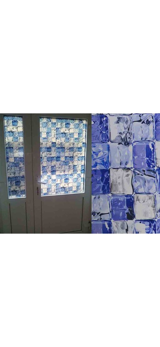 Folie geam electrostatică Ice Cube, d-c-fix, geometric, albastru, 90 x 150 cm