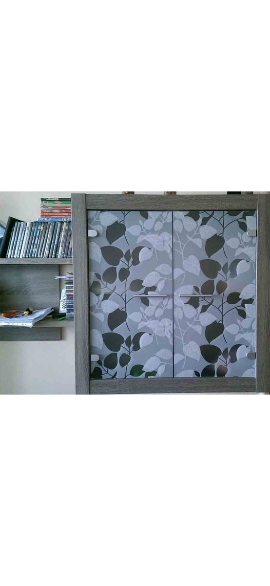 Folie geam electrostatică Amena, d-c-fix, sablare cu imprimeu frunze translucide, rolă de 45x110 cm