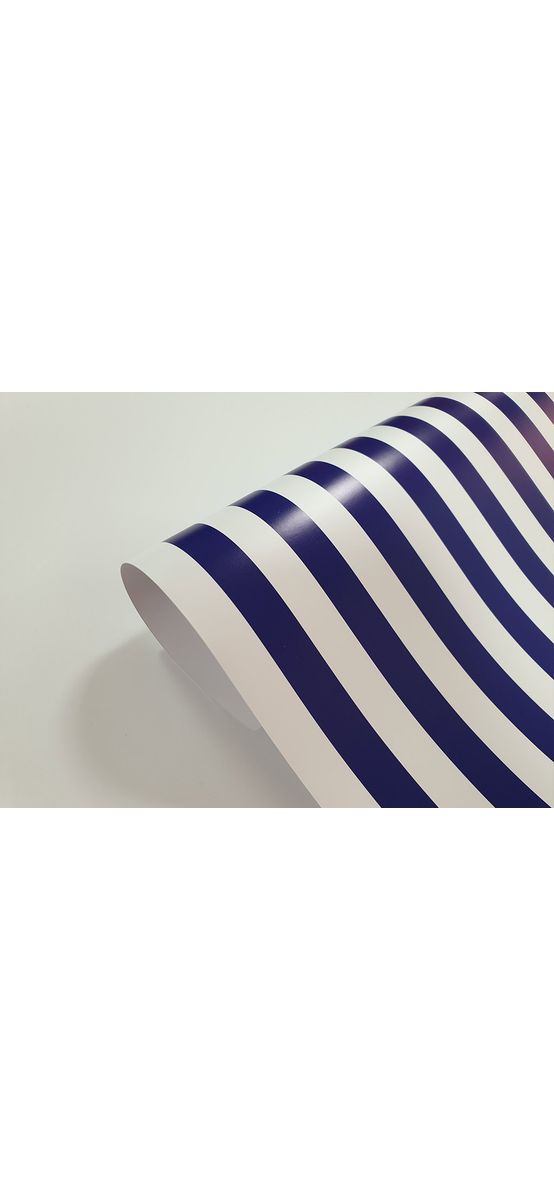 Autocolant mobilă decorativ, Folina, alb cu dungi albastre, 100 cm lăţime