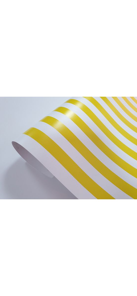 Autocolant mobilă decorativ, Folina, alb cu dungi galbene, 100 cm lăţime