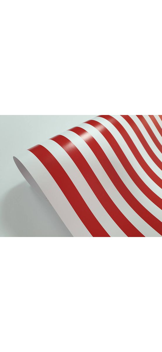 Autocolant mobilă decorativ, Folina, alb cu dungi roşii, 100 cm lăţime