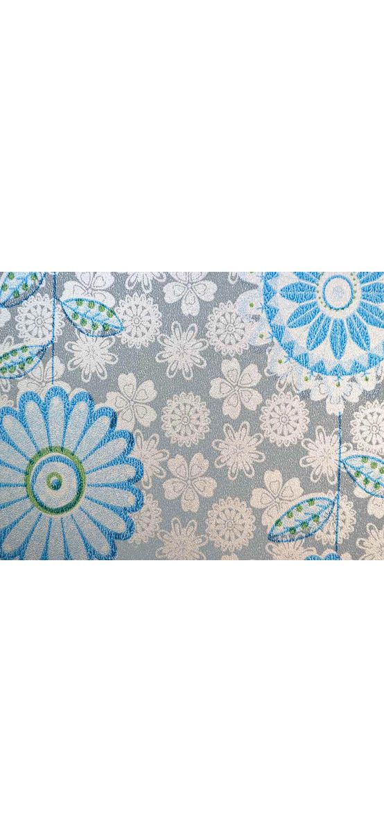 Folie geam autoadezivă Cloe, Folina, imprimeu floral albastru, rola de 90x250 cm