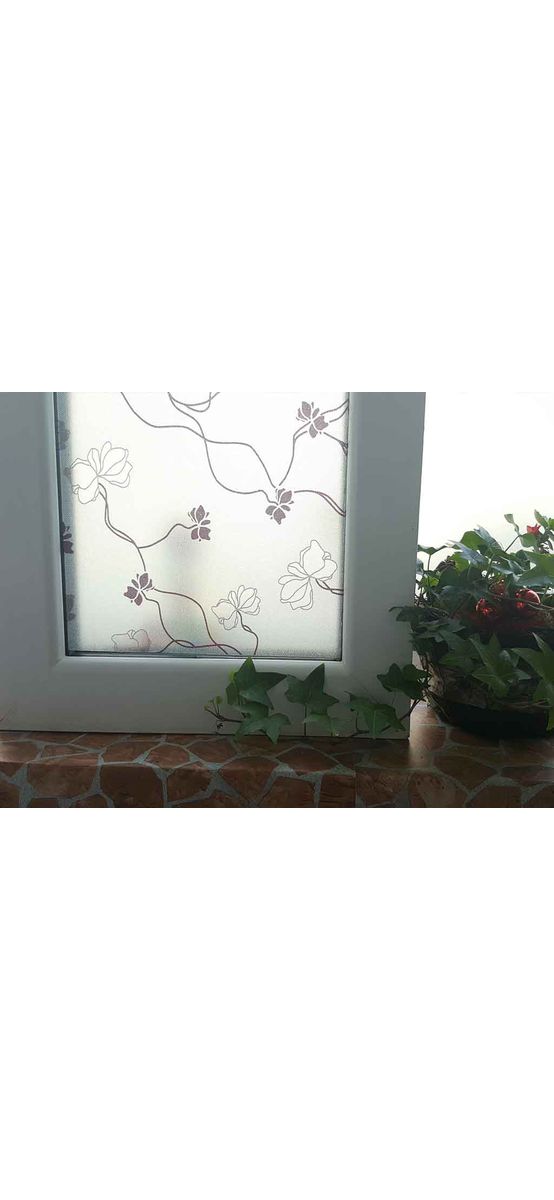 Folie geam autoadezivă Flora, Folina, imprimeu floral, mov, 90x200 cm