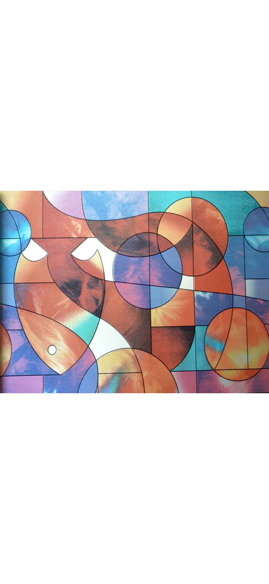 Folie geam autoadezivă, Folina Barcelona, sablare tip vitraliu colorat, 90 cm