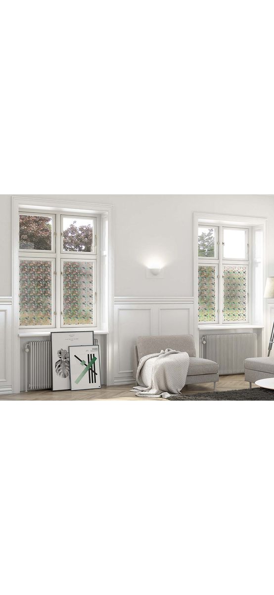 Folie geam autoadezivă Brooke, Folina, sablare cu model floral multicolor, 100 cm lăţime