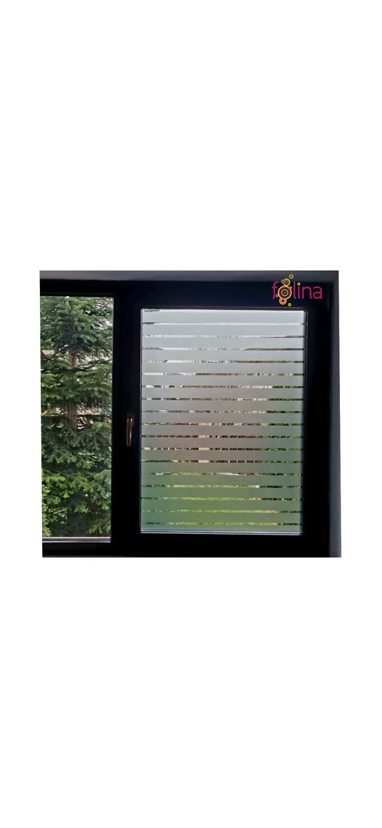 Folie geam autoadezivă Martin, transparentă cu dungi argintii orizontale, 120 cm lăţime