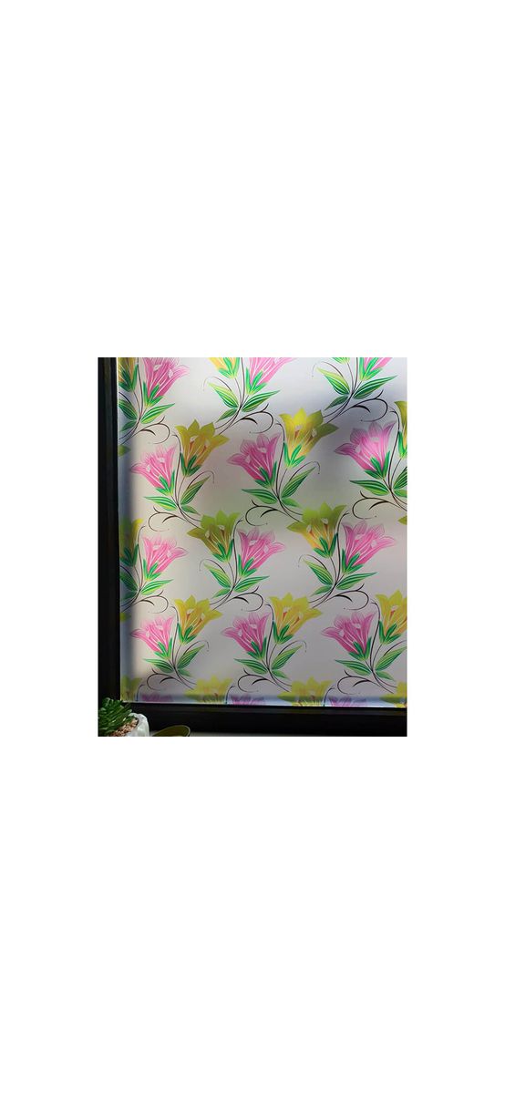 Folie geam autoadezivă Danielle, Folina, model floral multicolor, 100 cm lăţime
