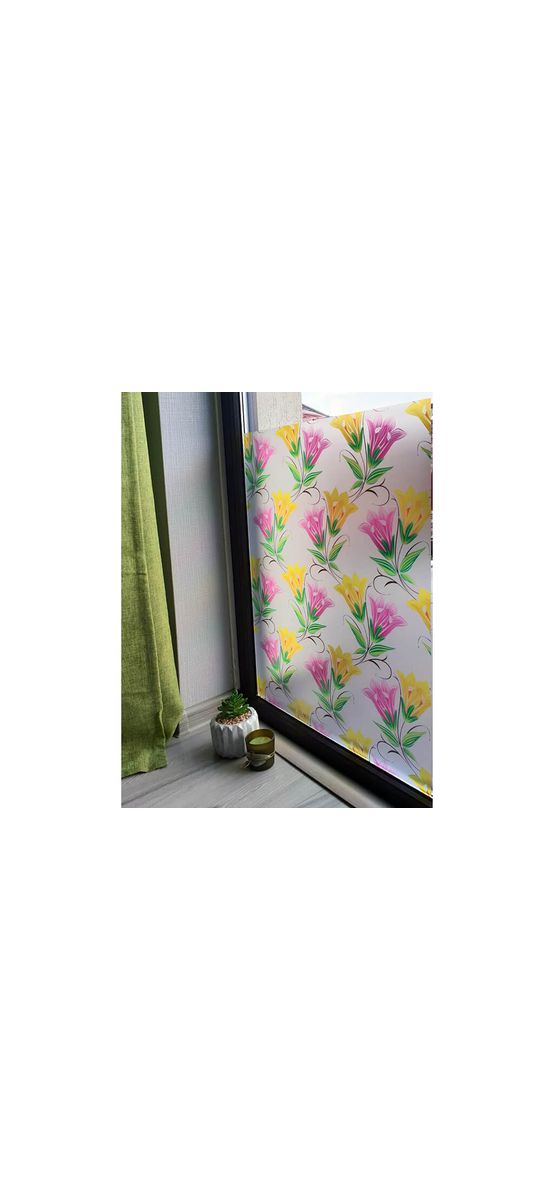 Folie geam autoadezivă Danielle, Folina, model floral multicolor, 100 cm lăţime