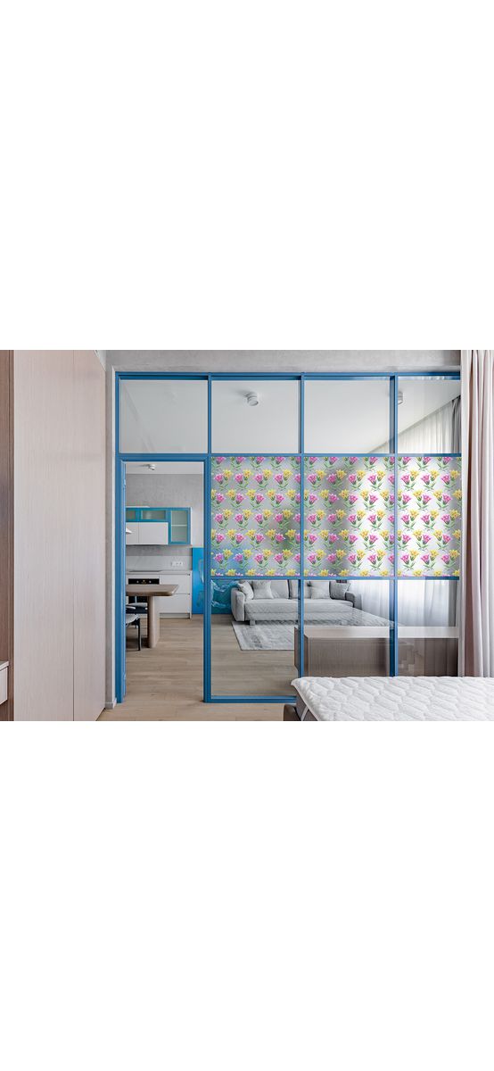 Folie geam autoadezivă Danielle, Folina, model floral multicolor, 100 cm lăţime