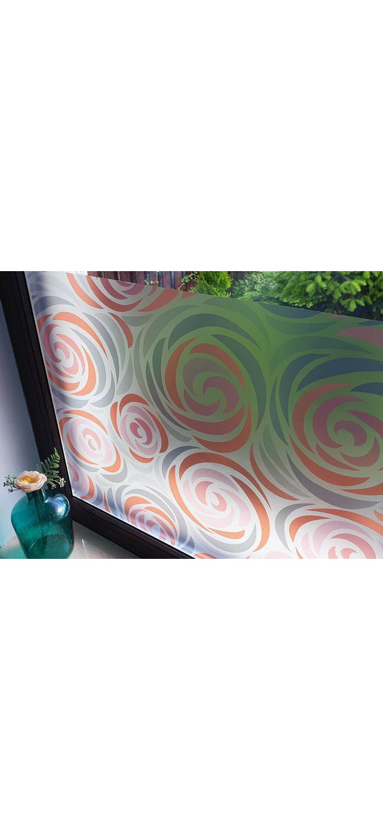 Folie geam autoadezivă Diva, Folina, model floral multicolor, 100 cm lăţime