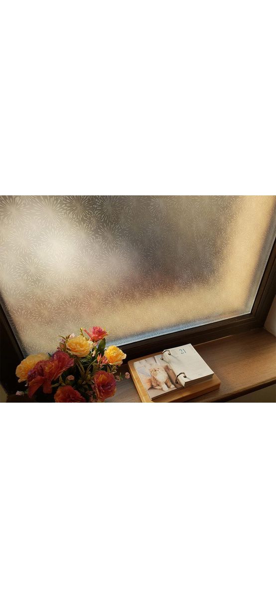 Folie geam autoadezivă Elya, Folina, sablare cu model floral stilizat, 100 cm lăţime