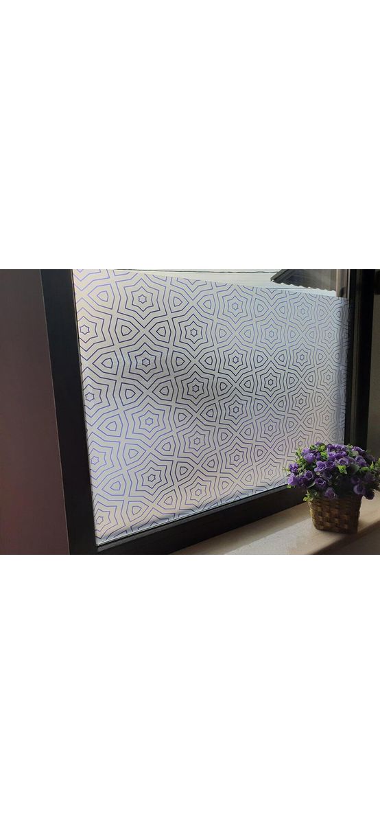 Folie geam autoadezivă Emeli, Folina, model geometric mov, 100 cm lăţime