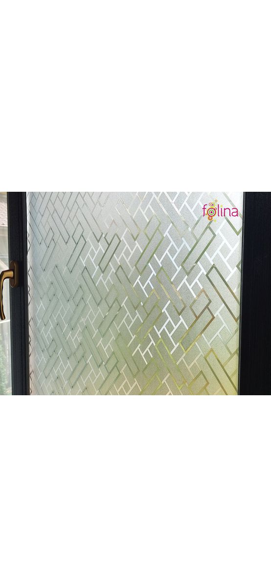Folie geam autoadezivă, Folina, sablare cu model dreptunghiuri translucide, 120 cm lăţime